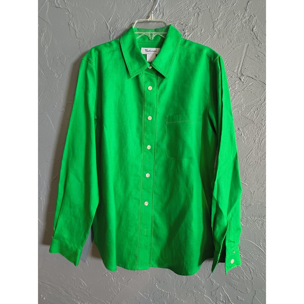 Lot Of 4 Westbound Shirt Women Button Up Collared Long Sleeve Pockets Size Small - Picture 9 of 12